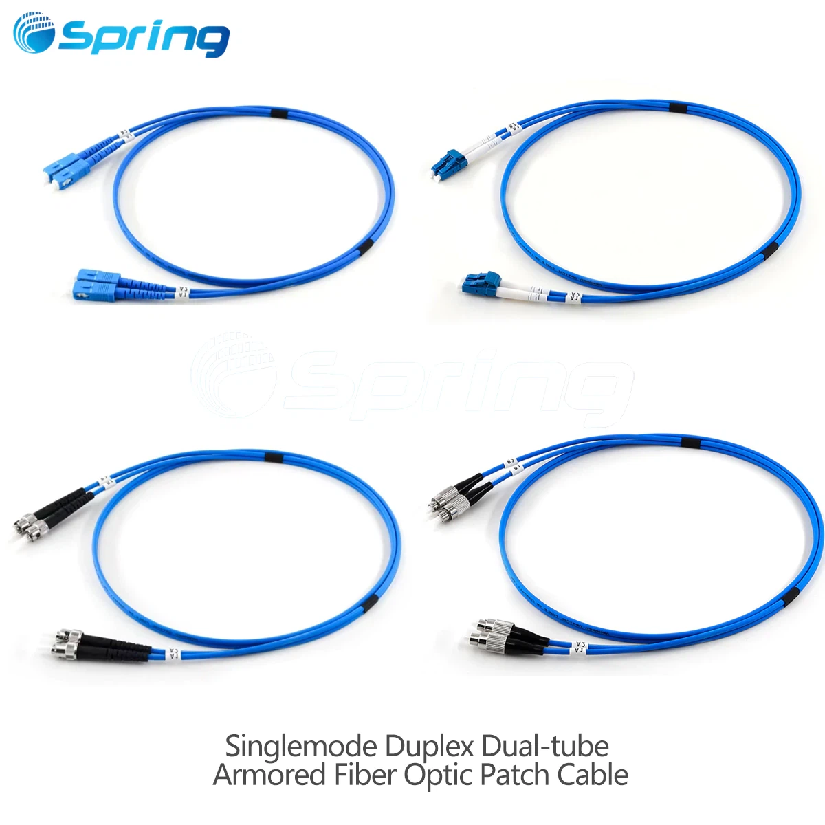 SC/LC/ST/FC singlemode duplex dual tube armored fiber optic patch cable