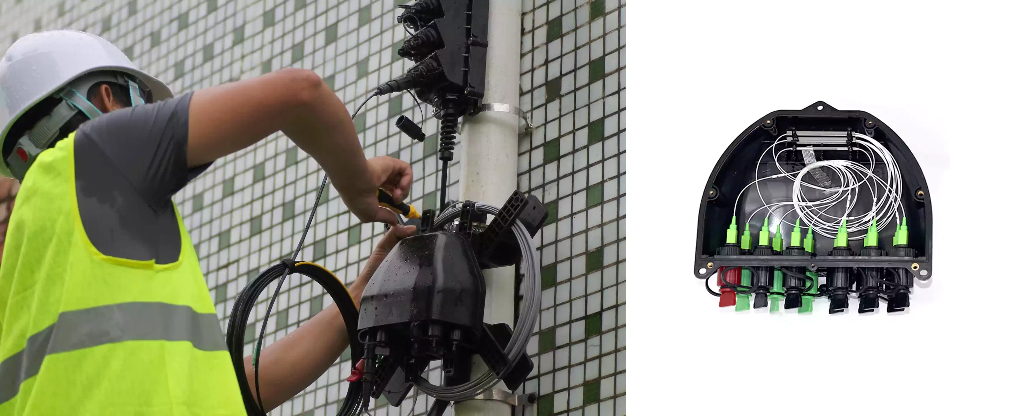 PLC splitter installed in an outdoor fiber distribution box for FTTH PLC splitter installed in an outdoor fiber distribution box for FTTH