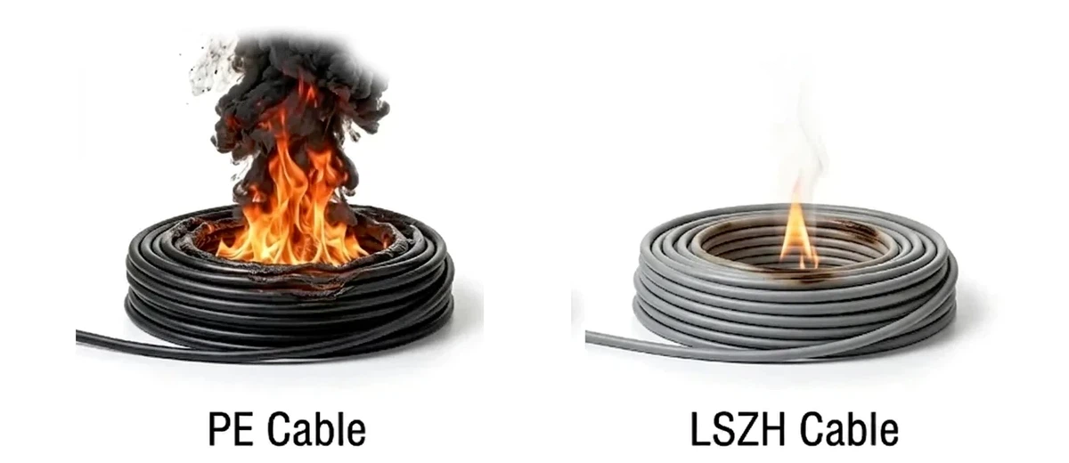 FTTH drop cable outer jacket comparison LSZH vs PE for indoor and outdoor safety FTTH drop cable outer jacket comparison LSZH vs PE for indoor and outdoor safety