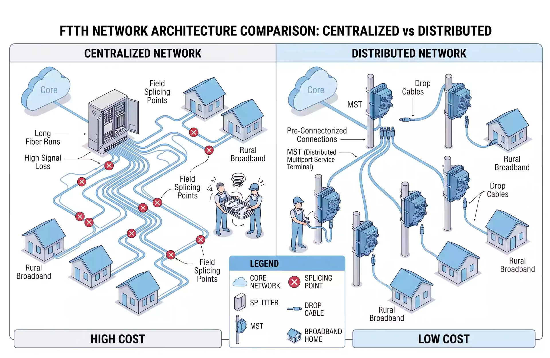 Rural FTTH deployment failure model showing BEAD program challenges and network inefficiencies Rural FTTH deployment failure model showing BEAD program challenges and network inefficiencies