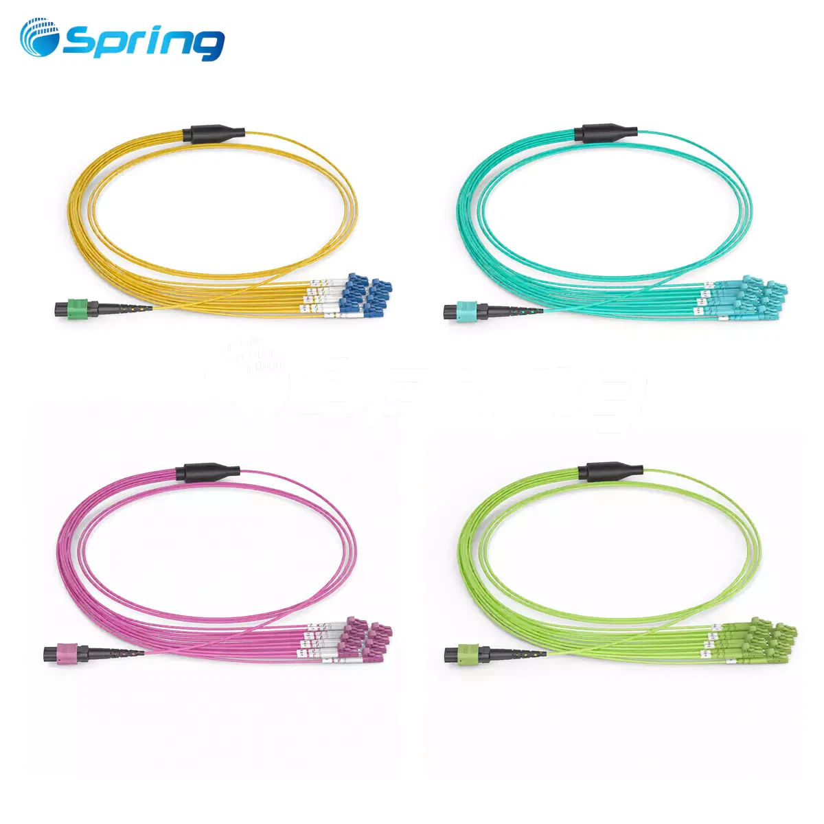 QSFP MPO breakout cable with MPO/PC to 8x DLC LC/UPC, 16 fiber